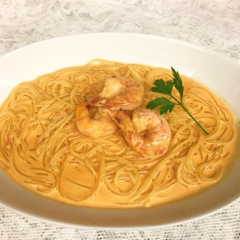 海老のトマトクリームパスタ
